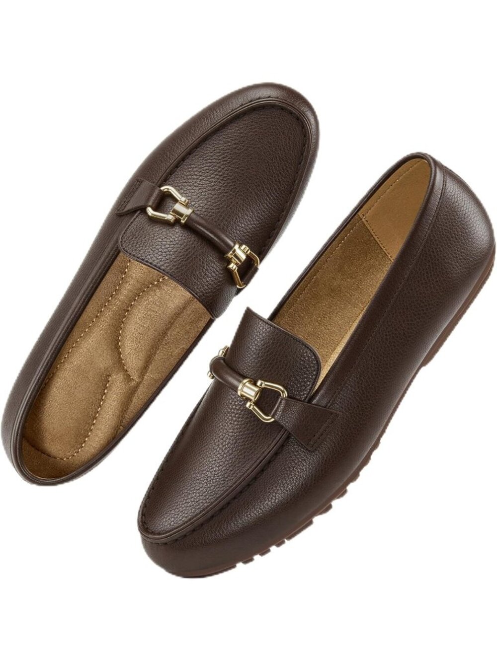 Women's Brown Faux Leather Comfortable Casual Moccasins Flexible Flats Shoes